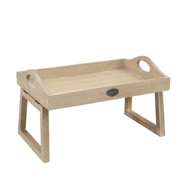Biev Doğal Renk Katlanabilir Ahşap Servis Tepsisi