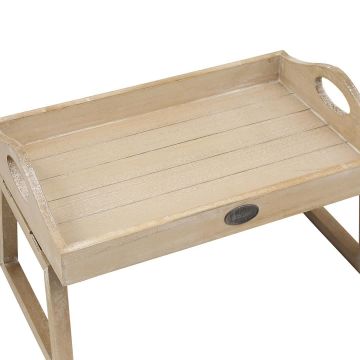 Biev Doğal Renk Katlanabilir Ahşap Servis Tepsisi