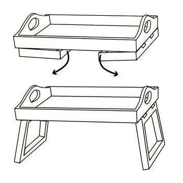 Biev Doğal Renk Katlanabilir Ahşap Servis Tepsisi