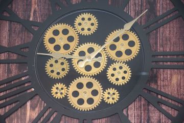 Biev 60 Cm Çarklı Rustik Saat