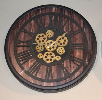 Biev 60 Cm Çarklı Rustik Saat