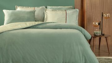 Yataş Bedding Çift Kişilik Rowena Kadife Saten Nevresim Takımı - Adaçayı