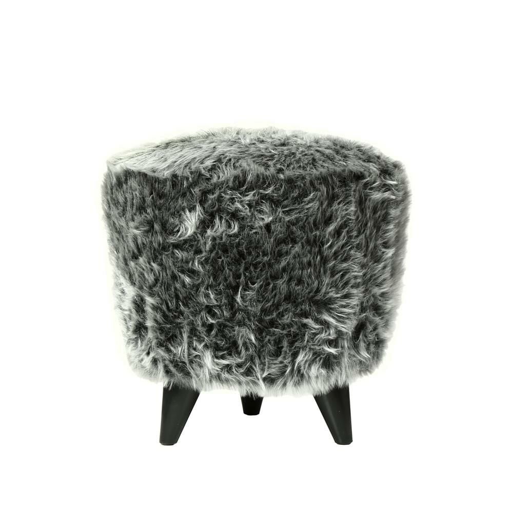 Biev Peluş Puf Antrasit