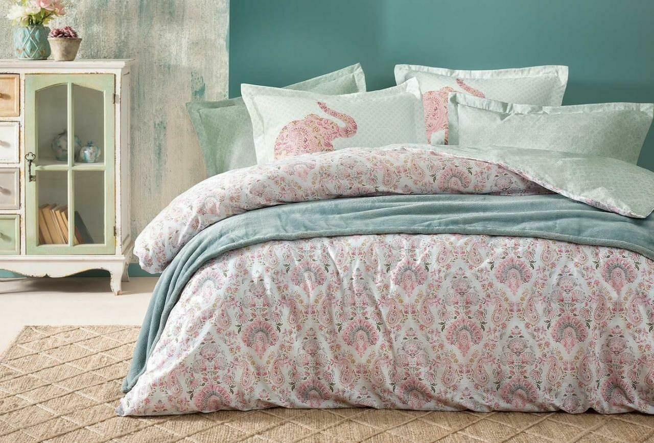 Yataş Bedding Tek Kişilik 4 Parça Wellsoft Battaniyeli Nevresim Takımı Seti Alena - Nil Yeşili