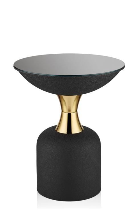 Biev Seta Textured Dark Sehpa Dark Gold 42x42x52 cm