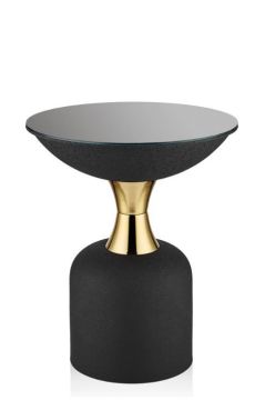 Biev Seta Textured Dark Sehpa Dark Gold 42x42x52 cm