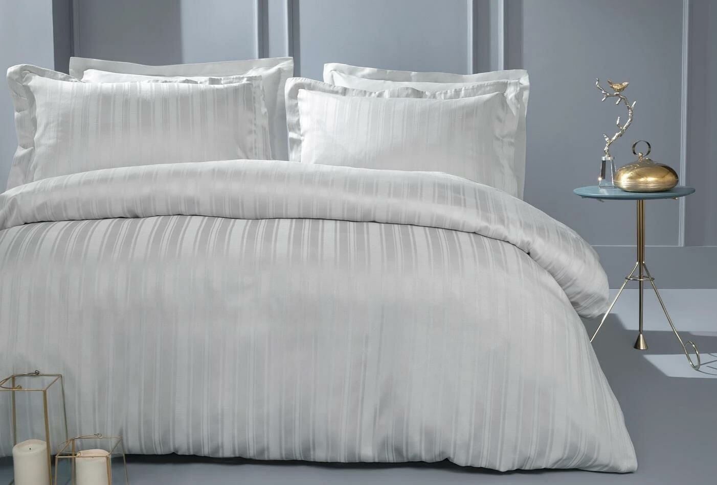 Yataş Bedding Çift Kişilik Shelly Bambu Saten Nevresim Takımı - Gri