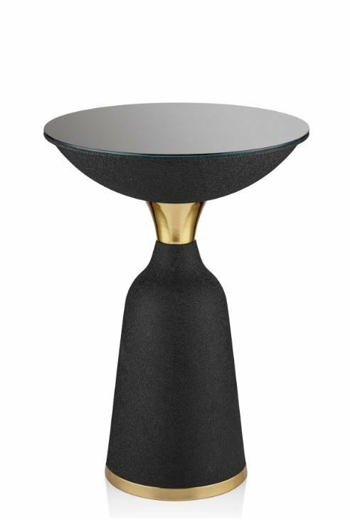 Biev Seta Textured Dark Sehpa Dark Gold 42x42x57 cm