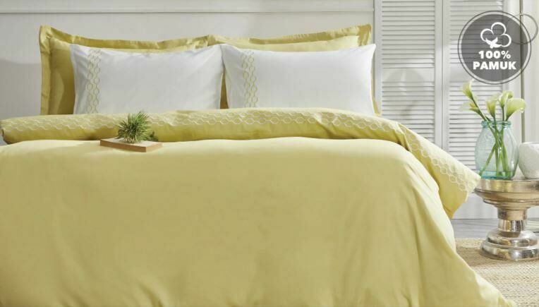 Yataş Bedding Çift Kişilik Urban Saten Nevresim Takımı - Yağ Yeşili