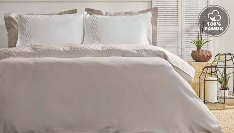 Yataş Bedding Çift Kişilik Urban Saten Nevresim Takımı - Vizon