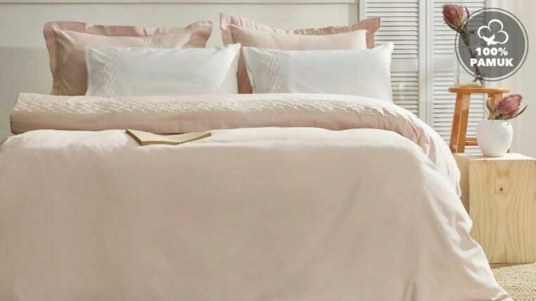 Yataş Bedding Çift Kişilik Urban Saten Nevresim Takımı - Pudra