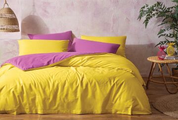 Yataş Bedding Çift Kişilik XL Noah Nevresim Seti Fuşya-Sarı
