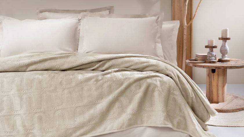 Yataş Bedding Cift Kisilik Tricia Emboss Battaniye - Kum Beji