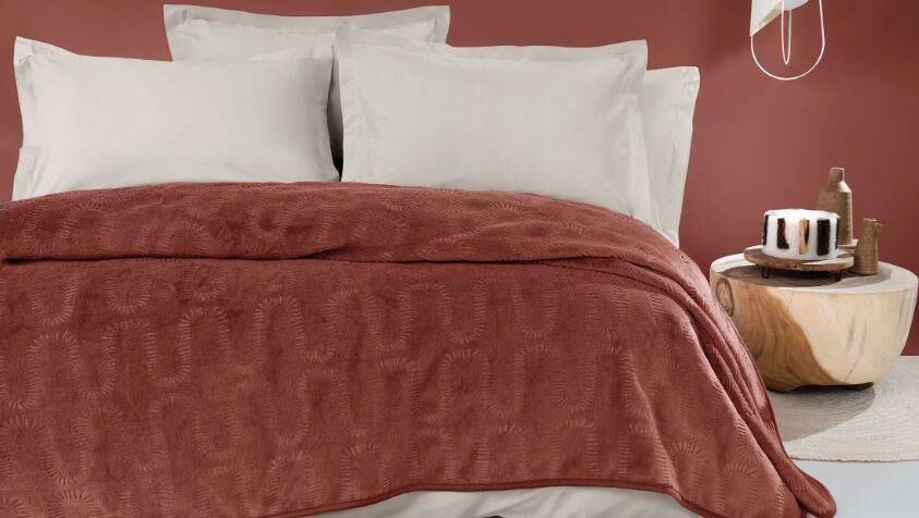 Yataş Bedding Cift Kisilik Tricia Emboss Battaniye - Kiremit