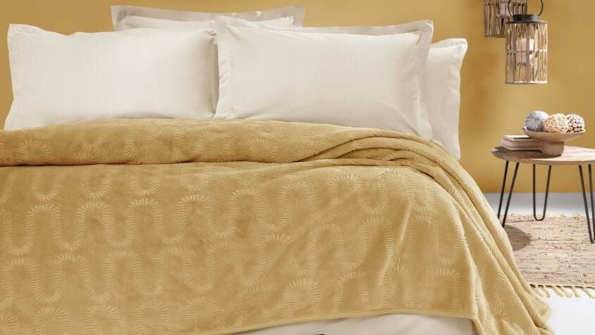 Yataş Bedding Cift Kisilik Tricia Emboss Battaniye - Hardal