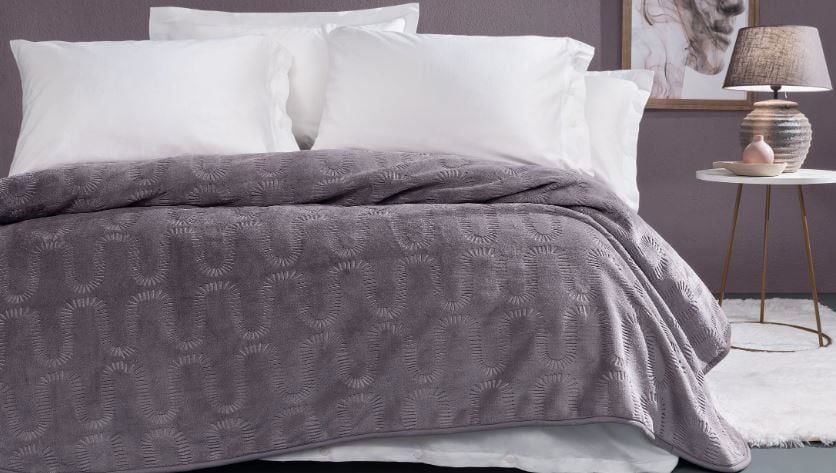 Yataş Bedding Cift Kisilik Tricia Emboss Battaniye - Kül Moru