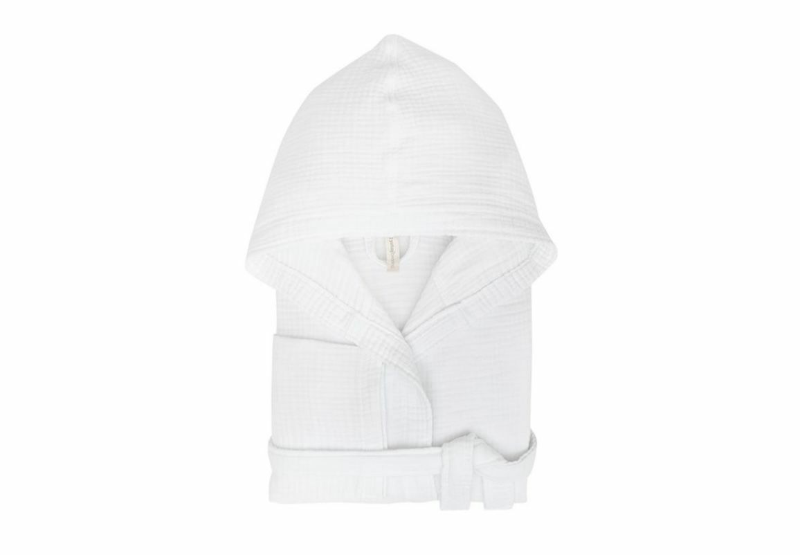 Yataş Bedding Ernesta S/M Kapüşonlu Müslin Bornoz - Beyaz