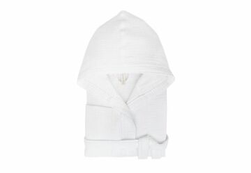 Yataş Bedding Ernesta S/M Kapüşonlu Müslin Bornoz - Beyaz