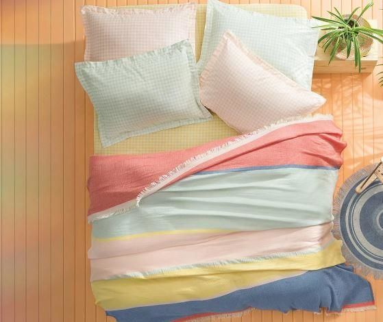 Yataş Bedding Çift Kişilik Mattia Müslin Pike Takımı - Nar Çiçeği