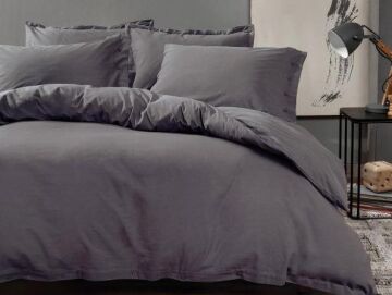 Yataş Bedding Çift Kişilik Plain Rnf Yıkamalı Nevresim Takımı - Antrasit