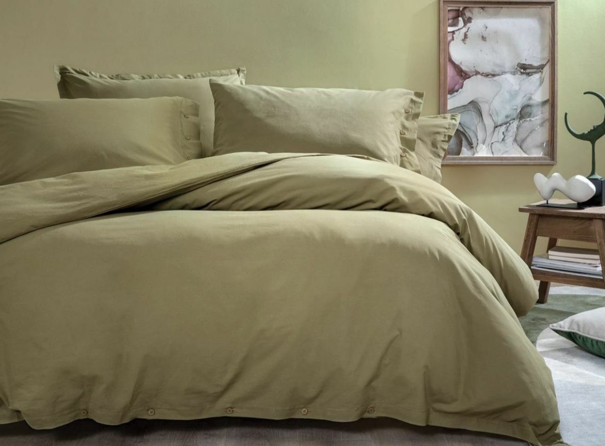 Yataş Bedding Çift Kişilik XL Plain Rnf Yıkamalı Nevresim Takımı - Yeşil