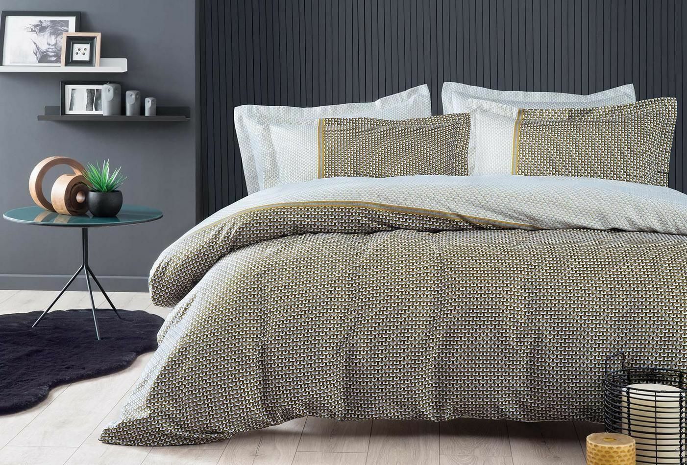 Yataş Bedding Çift Kişilik XL Arch Saten Nevresim Takımı - Gri