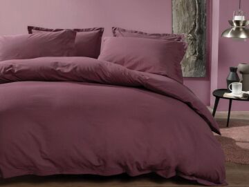 Yataş Bedding Çift Kişilik XL Plain Rnf Yıkamalı Nevresim Takımı - Mürdüm