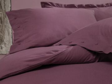 Yataş Bedding Çift Kişilik XL Plain Rnf Yıkamalı Nevresim Takımı - Mürdüm