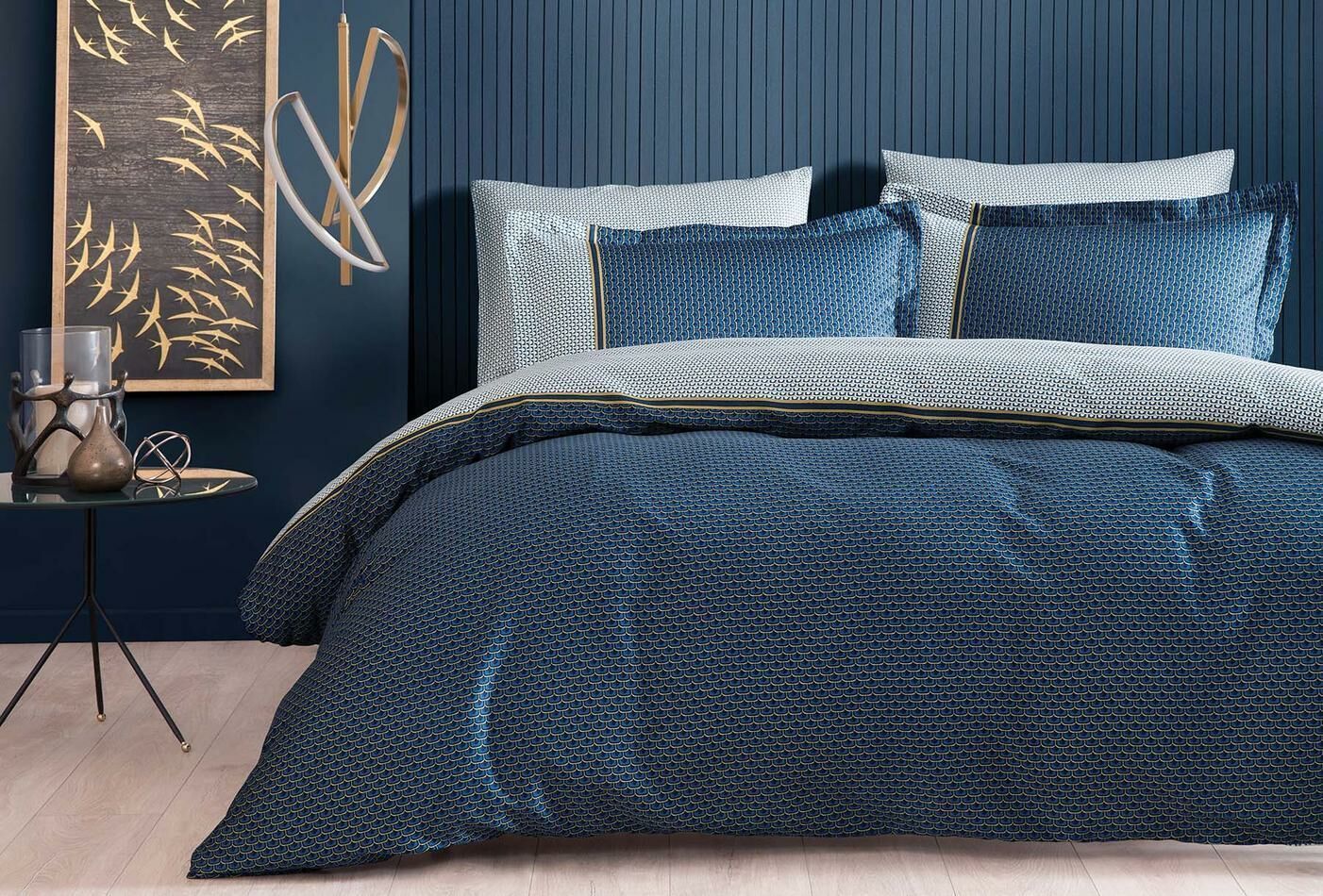 Yataş Bedding Çift Kişilik XL Arch Saten Nevresim Takımı - Lacivert