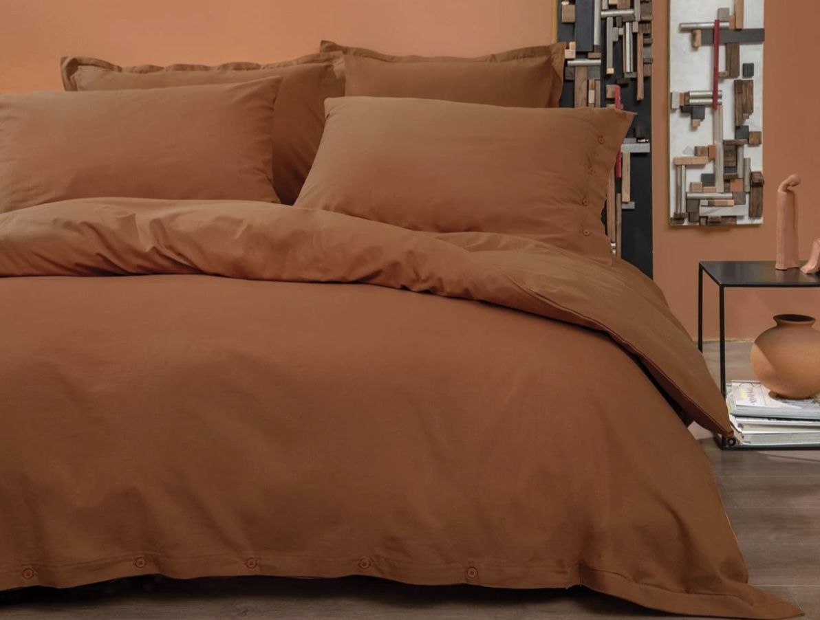 Yataş Bedding Çift Kişilik XL Plain Rnf Yıkamalı Nevresim Takımı - Kiremit
