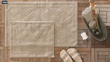Yataş Bedding Milo Banyo Paspası Seti - Bej (50x60 cm + 60x100 cm)