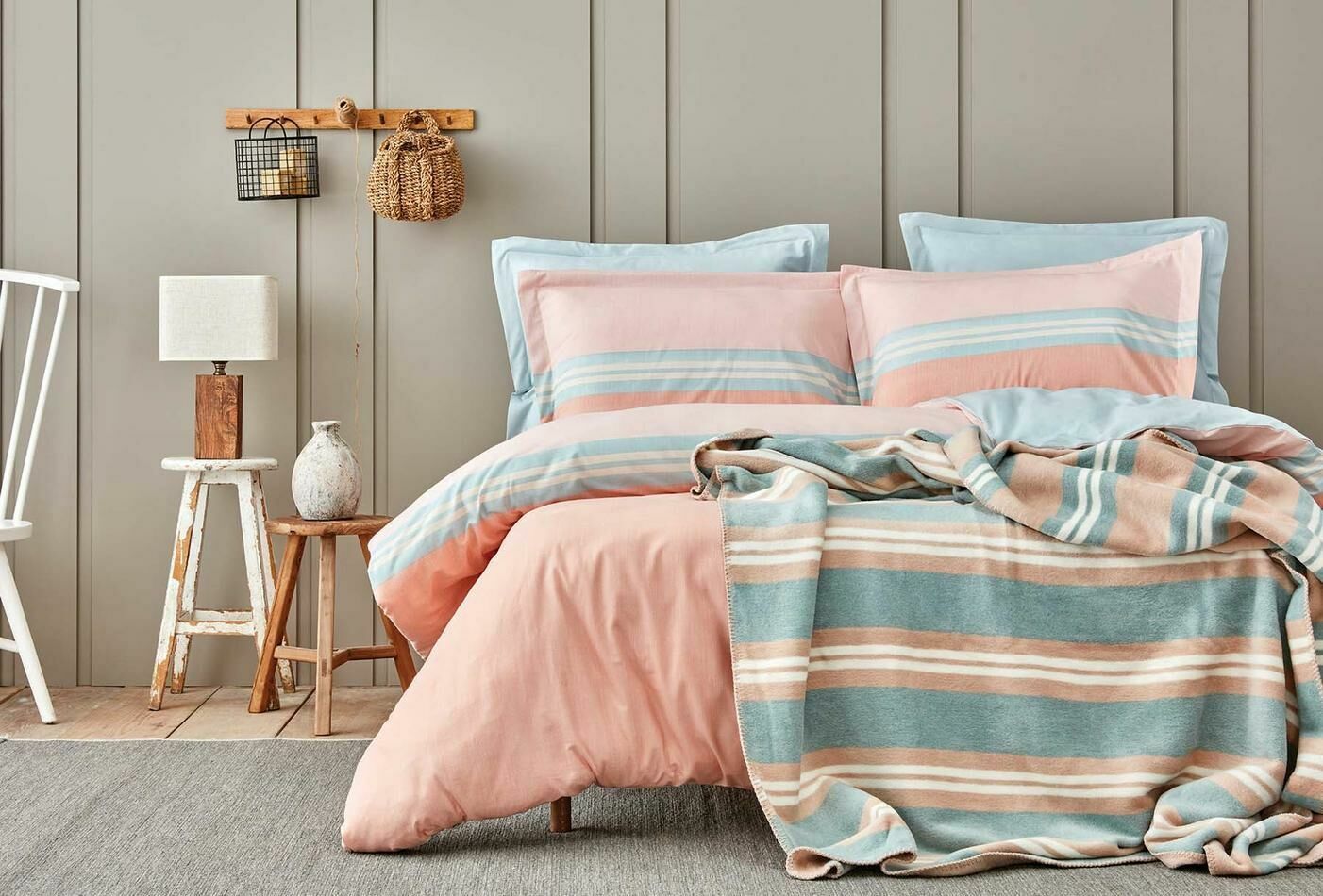 Yataş Bedding Tek Kişilik 4 Parça Pamuk Battaniyeli Nevresim Takımı Seti Lupin - Blush