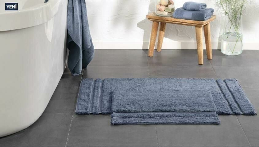 Yataş Bedding Felicia Banyo Paspası Seti - İndigo (50x60 cm + 60x100 cm)
