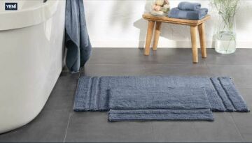 Yataş Bedding Felicia Banyo Paspası Seti - İndigo (50x60 cm + 60x100 cm)