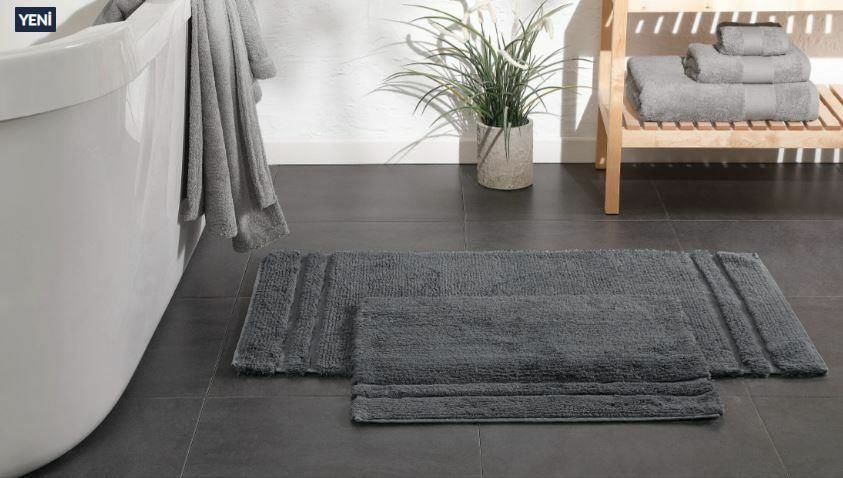 Yataş Bedding Felicia Banyo Paspası Seti - Antrasit (50x60 cm + 60x100 cm)