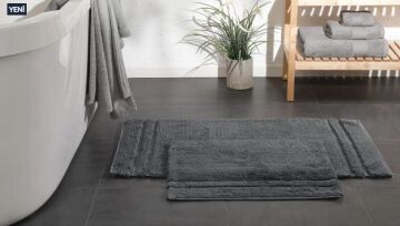 Yataş Bedding Felicia Banyo Paspası Seti - Antrasit (50x60 cm + 60x100 cm)