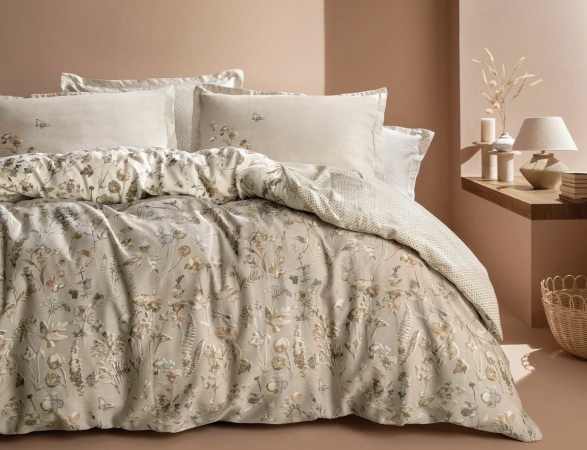 Yataş Bedding Çift Kişilik XL Katrina Saten Nevresim Takımı - Bej