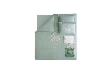 Yataş Bedding Çift Kişilik 5 Parça Koltuk Şalı Hediyeli Nevresim Takımı Daisy - Yeşil