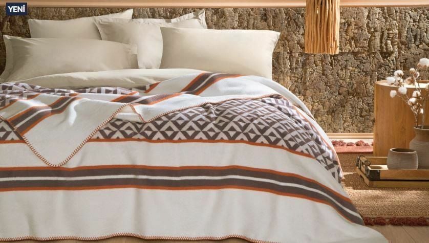 Yataş Bedding Çift Kişilik Matteo Pamuk Battaniye - Ekru