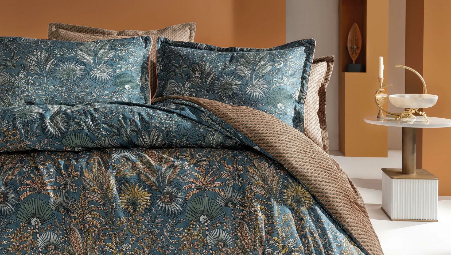 Yataş Bedding Çift Kişilik XL Alberta Saten Nevresim Takımı Petrol