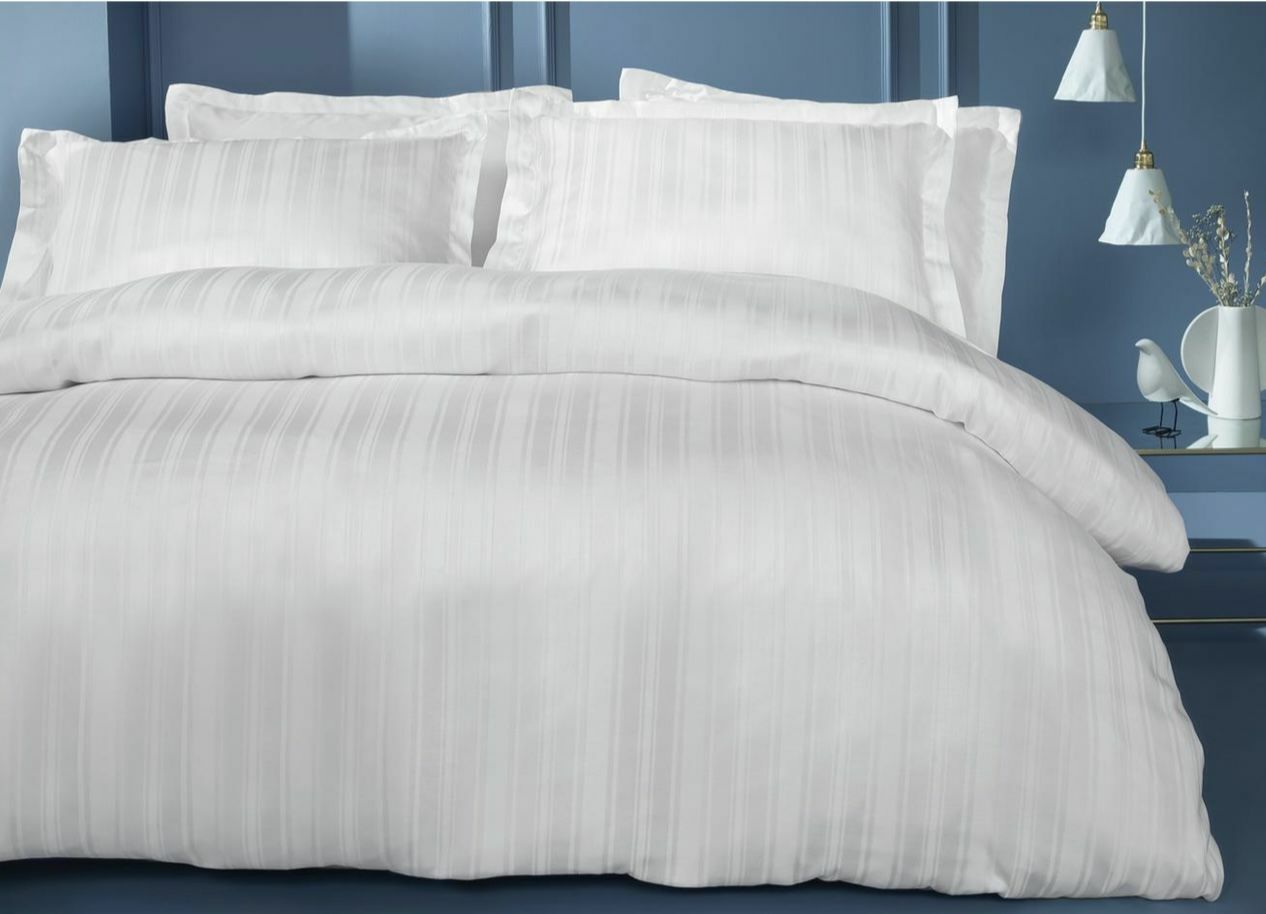 Yataş Bedding Çift Kişilik XL Shelly Bambu Saten Nevresim Takımı - Beyaz