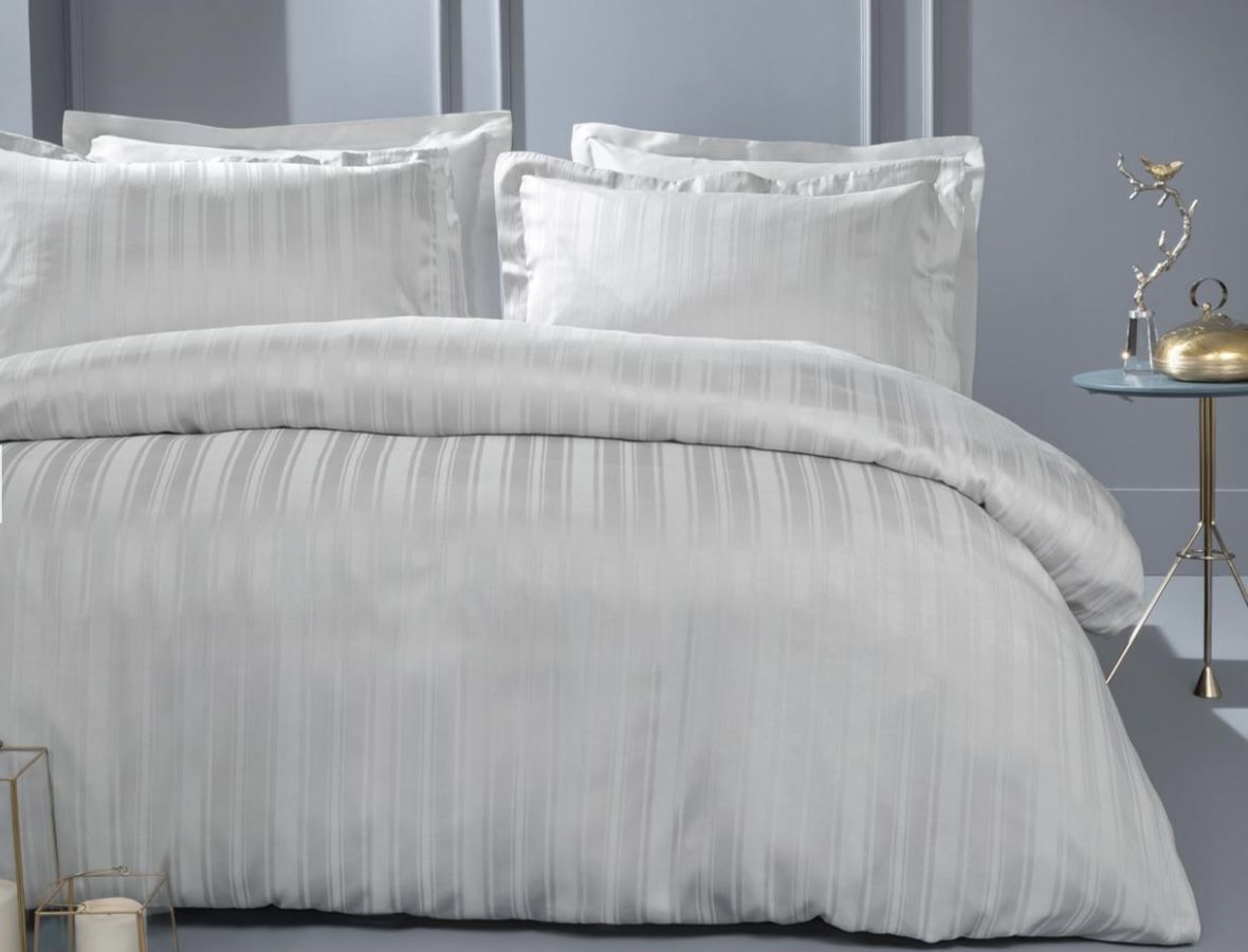Yataş Bedding Çift Kişilik XL Shelly Bambu Saten Nevresim Takımı - Gri