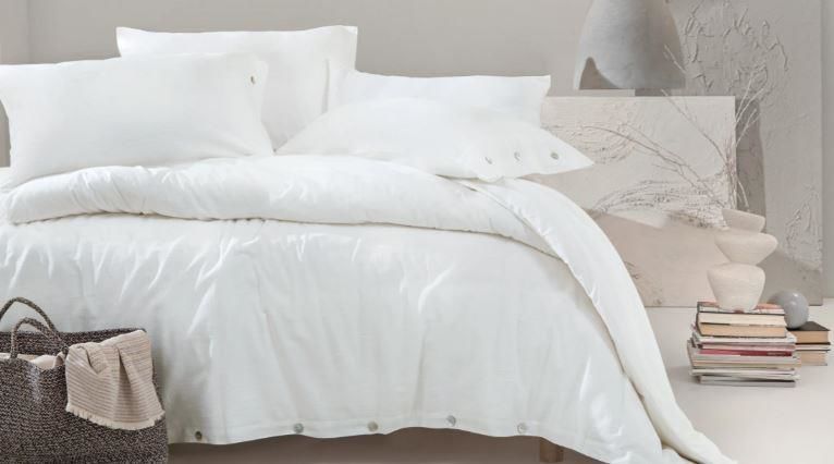 Yataş Bedding Çift Kişilik Annie Keten Nevresim Takımı - Beyaz