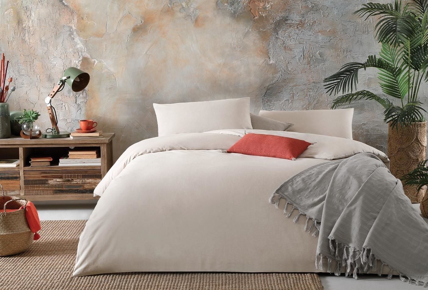 Yataş Bedding Çift Kişilik XL Algera Rnf Nevresim Takımı Bej