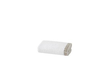 YataşBedding Lava Bej Şeritli El Havlusu Beyaz
