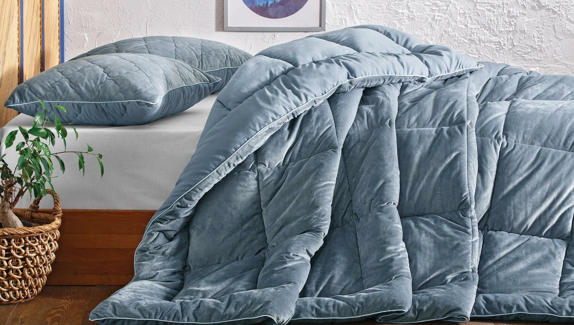 Yataş Bedding Çift Kişilik Vovin Velvet Yorgan (195x215) - İndigo
