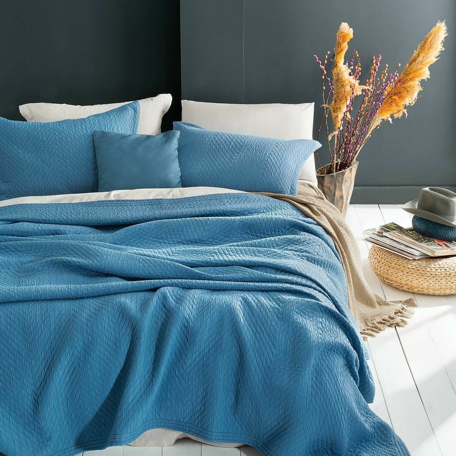 Yataş Bedding Çift Kişilik XL Lukas Yatak Örtüsü Seti - Mavi