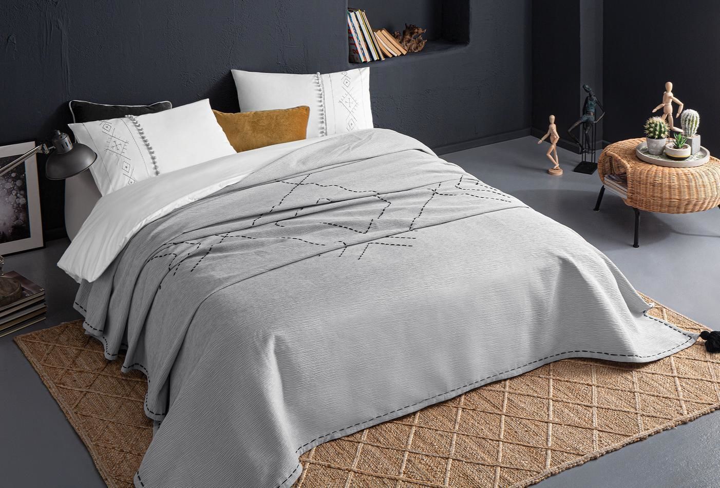 Yataş Bedding Çift Kişilik Elza Yatak Örtüsü - Gri