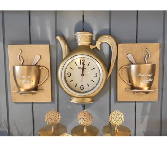 Biev Duvar Saati Fincan Gold 15x22x15cm/ZCG220