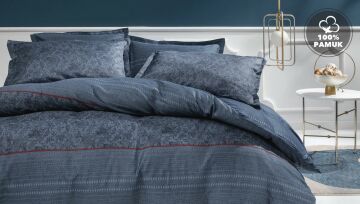 Yataş Bedding Çift Kişilik Gavin Saten Nevresim Takımı Koyu Mavi